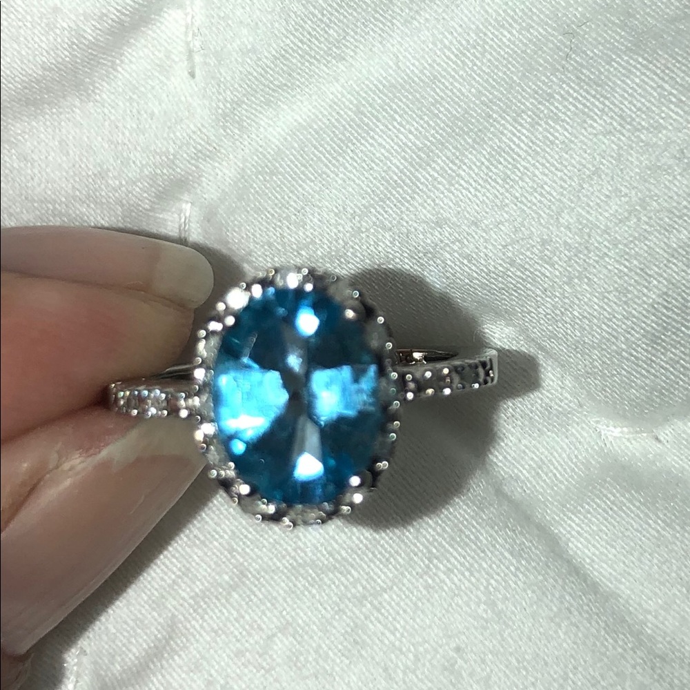 Swarovski Crystal and light sapphire ring 5.5 - Picture 4 of 8
